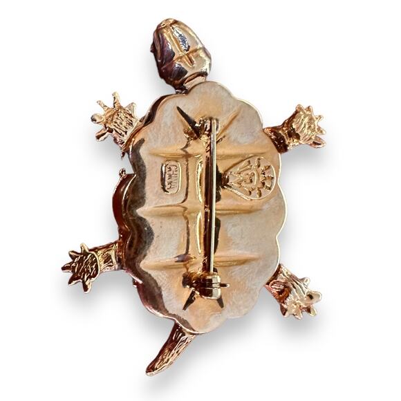 Vintage Set Hutton Wilkinson Enamel Rhinestone Turtle Brooch Bracelet Bracelet - Picture 7 of 14